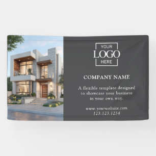 Modern Simple Grey Business Logo Professional Banner