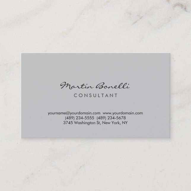Modern Simple Grey Consultant Business Card (Front)