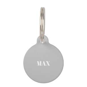 Modern simple grey custom dog Name contact info  Pet Tag