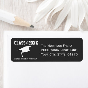 Modern Simple Grey Graduation Cap Class of 20XX Return Address Label