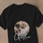 Modern Simple Grunge Custom Badge Pet Photo Name T-Shirt<br><div class="desc">This simple and classic design is composed of serif typography and add a custom photo.</div>