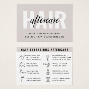 Modern Simple Hair Extensions Aftercare Card