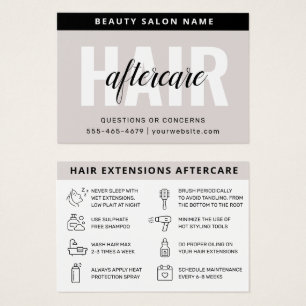 Modern Simple Hair Extensions Aftercare Card