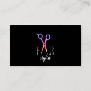 modern simple hairstylist hair stylist black business card