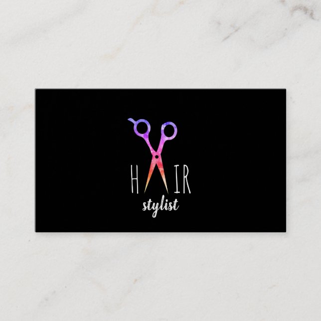 modern simple hairstylist hair stylist black business card (Front)