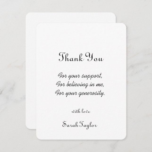 Modern Simple Handwriting Bridal Shower Wedding  Thank You Card (Front/Back)