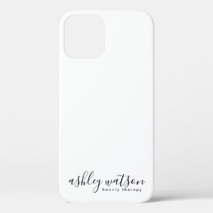 Modern Simple Handwritten Calligraphy Plain White iPhone 12 Case