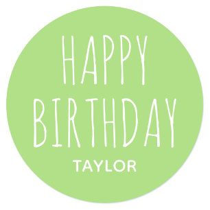 Modern Simple Happy Birthday Sticker Green