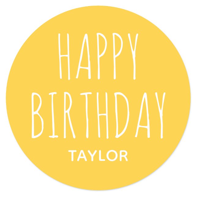 Modern Simple Happy Birthday Sticker Yellow (Creator Uploaded)