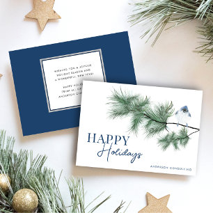 Modern Simple Happy Holidays Bluebird Business Holiday Card