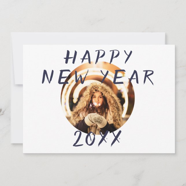 Modern Simple Happy New Year 2023 Photo Holiday Card (Front)