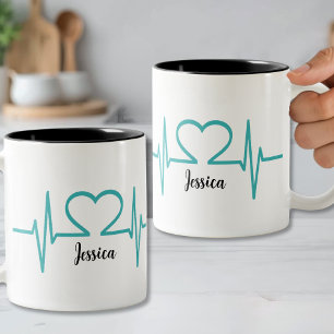 Modern Simple Heart Nurse Doctor Medical Two-Tone Coffee Mug