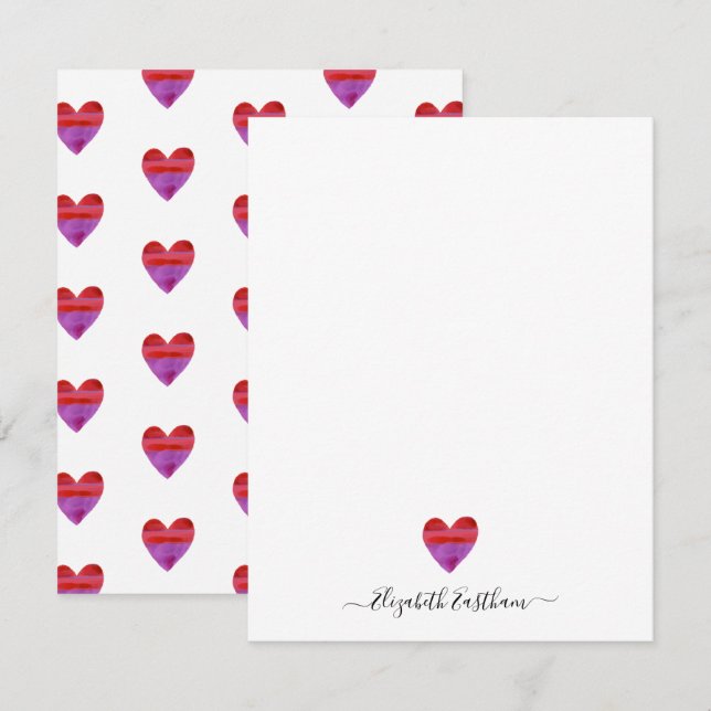Modern Simple Heart Script Note Card (Front/Back)