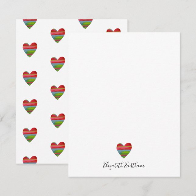 Modern Simple Heart Script Note Card (Front/Back)