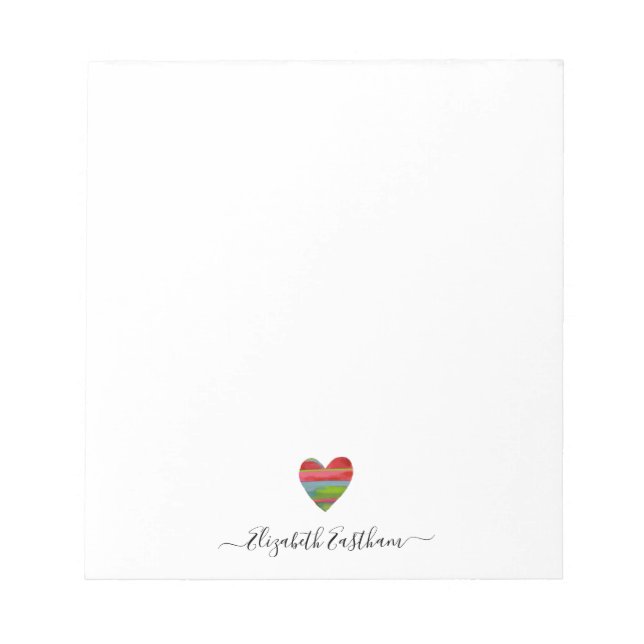 Modern Simple Heart Script Notepad (Front)
