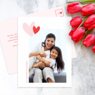 Modern Simple Hearts Photo Valentine's Day Holiday Postcard