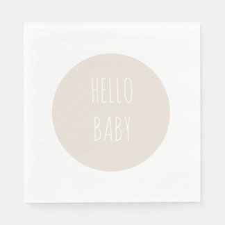 Modern Simple "Hello Baby" Neutral Circle Napkin