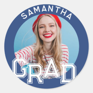 Modern Simple High School Grad Photo Graduation Classic Round Sticker