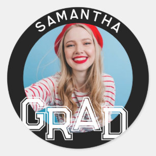 Modern Simple High School Grad Photo Graduation Classic Round Sticker
