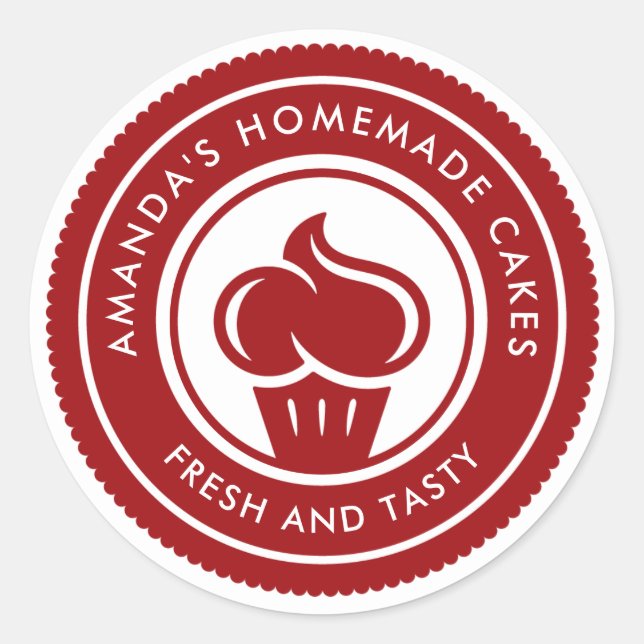 Modern Simple Homemade Cakes Bakery Classic Round Sticker (Front)