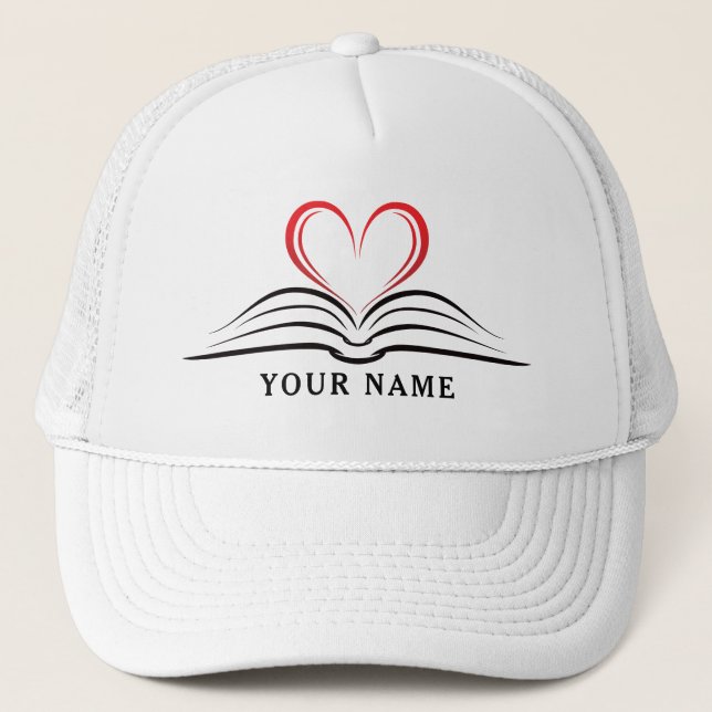 Modern Simple I Heart Name Bachelorette Party Trucker Hat (Front)