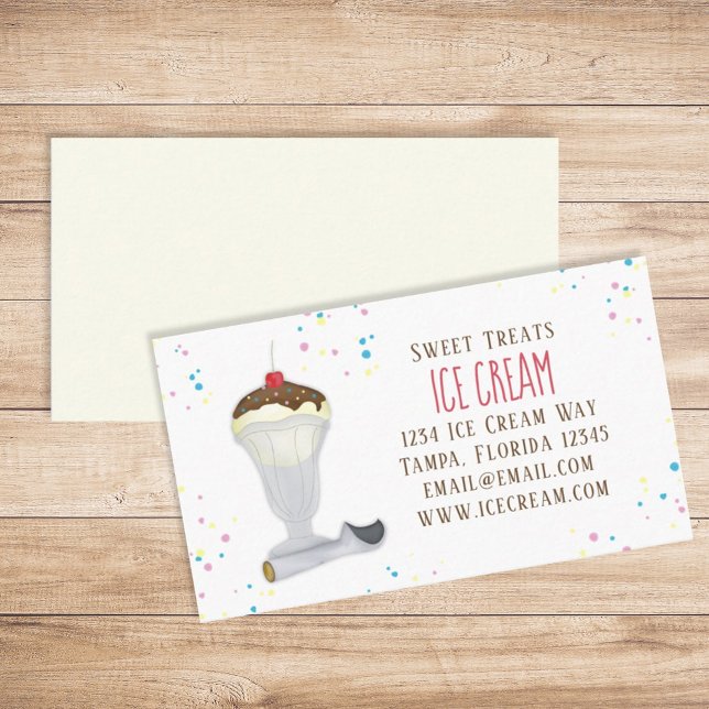 Modern Simple Ice Cream Shop Minimalist Vanilla Business Card (Creator Uploaded)