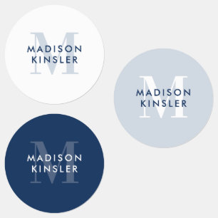 Modern Simple Initial Boho Blue Waterproof Name
