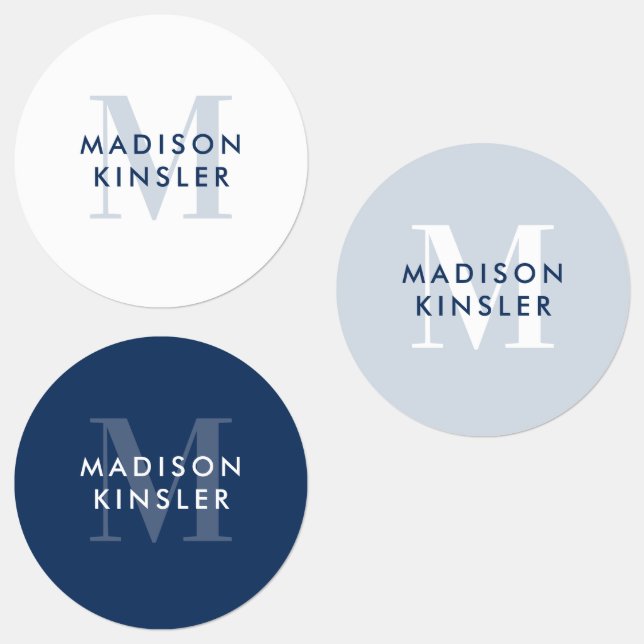 Modern Simple Initial Boho Blue Waterproof Name (Group)