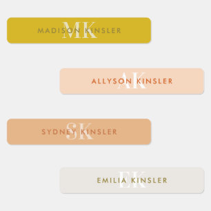 Modern Simple Initial Boho Waterproof Name Labels