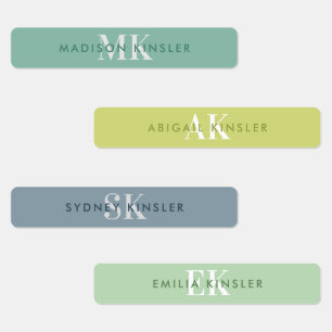 Modern Simple Initial Green Blue Waterproof Name L
