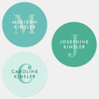 Modern Simple Initial Turquoise Waterproof Name