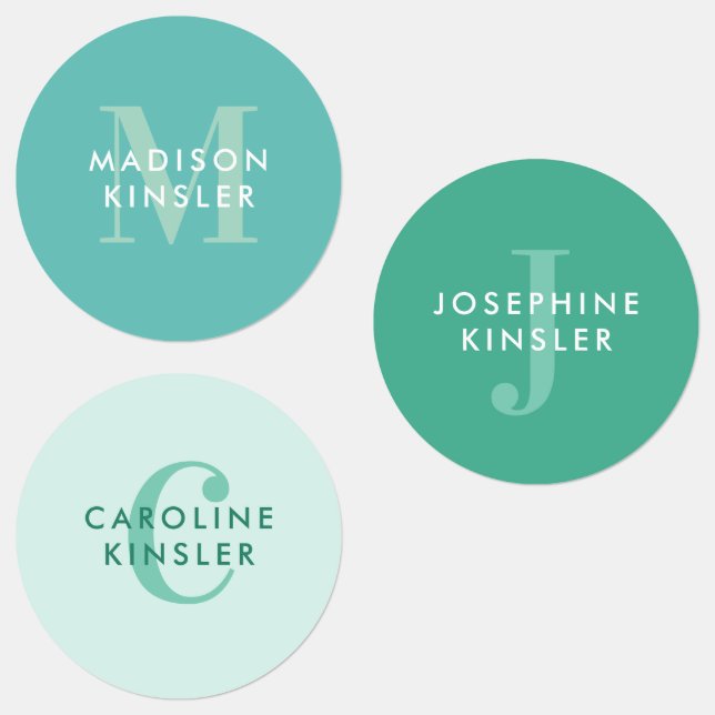Modern Simple Initial Turquoise Waterproof Name (Group)