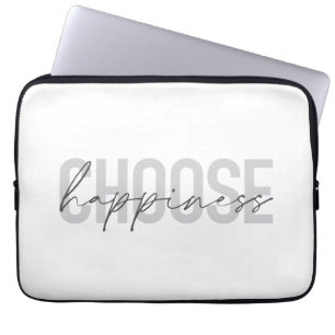 Modern, simple, inspirational "Choose Happiness" Laptop Sleeve