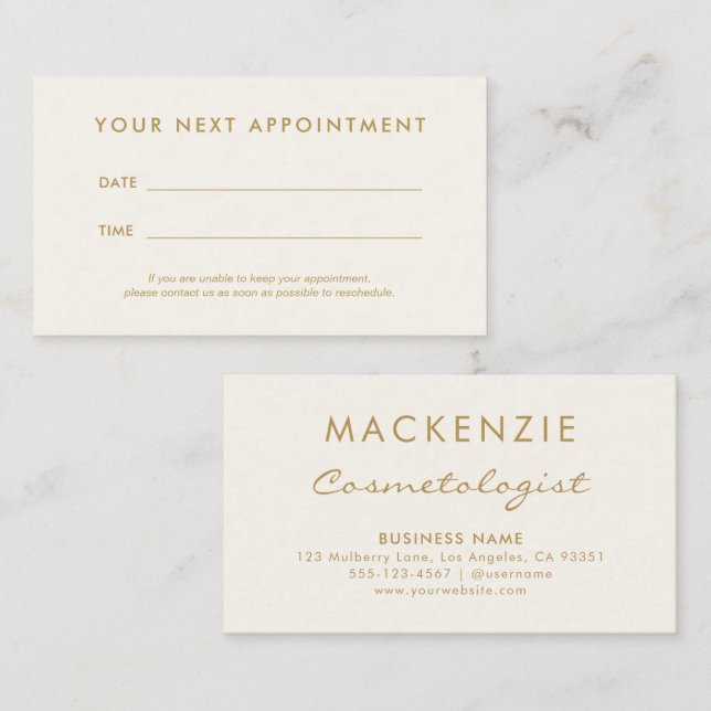 Modern Simple Ivory Salon Appointment Card (Front/Back)