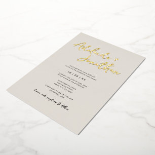 Modern Simple Ivory Wedding Gold Lettering