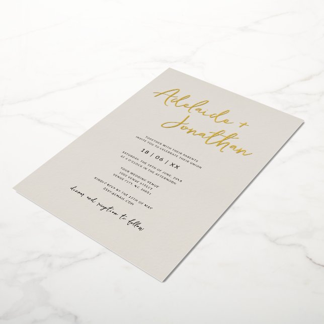 Modern Simple Ivory Wedding Gold Lettering (Rotated)