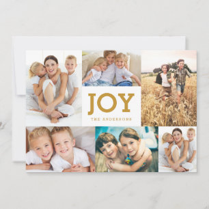 Modern Simple Joy Holiday Photo Collage Card