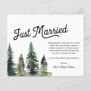 Modern Simple Just Married Elopement Card