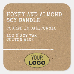 Modern Simple Kraft Paper Brown Logo Template Square Sticker