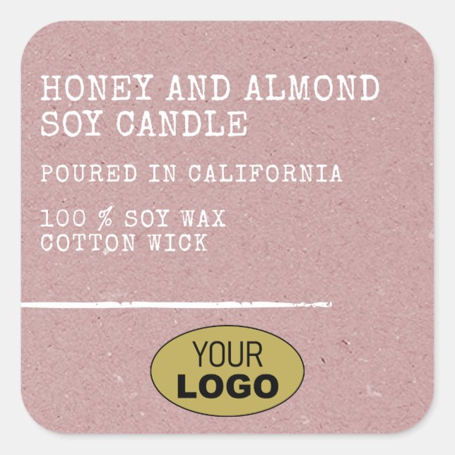 Modern Simple Kraft Paper Lilac Rosé Logo Template Square Sticker (Front)