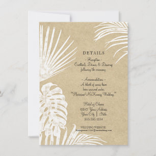 Modern Simple Kraft Tropical Leaf Beach Wedding In Invitation