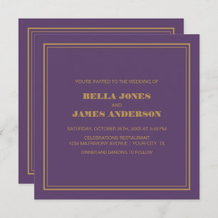 Modern Simple Lavender Gold Wedding Invitation