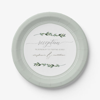 Modern Simple Leaf Foliage Wedding Reception Paper Plate