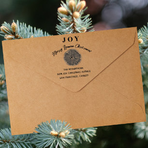 Modern  Simple Lemon Orange Merry Christmas Joy Self-inking Stamp