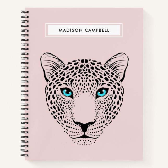 Modern Simple Leopard Face Pattern Back | Blush No Notebook (Front)