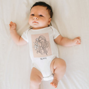 Modern Simple Line Art Black, Boho Bohemian Baby Bodysuit