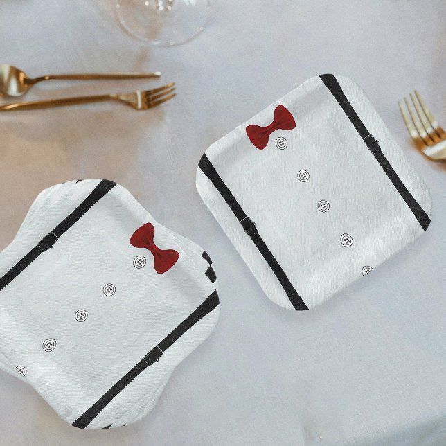 Modern Simple Little Gentleman Baby Shower Cute Paper Plate (Creator Uploaded)