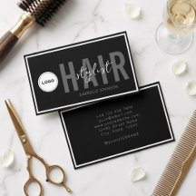 Modern Simple Logo Black White Hair Stylist 