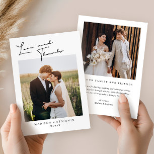 Modern Simple Love and Thanks Wedding  Thank You Card