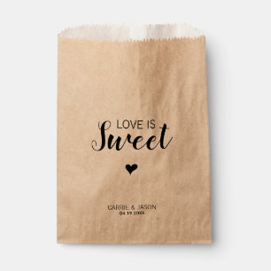 Modern Simple Love is Sweet Heart Wedding Treat Favour Bag